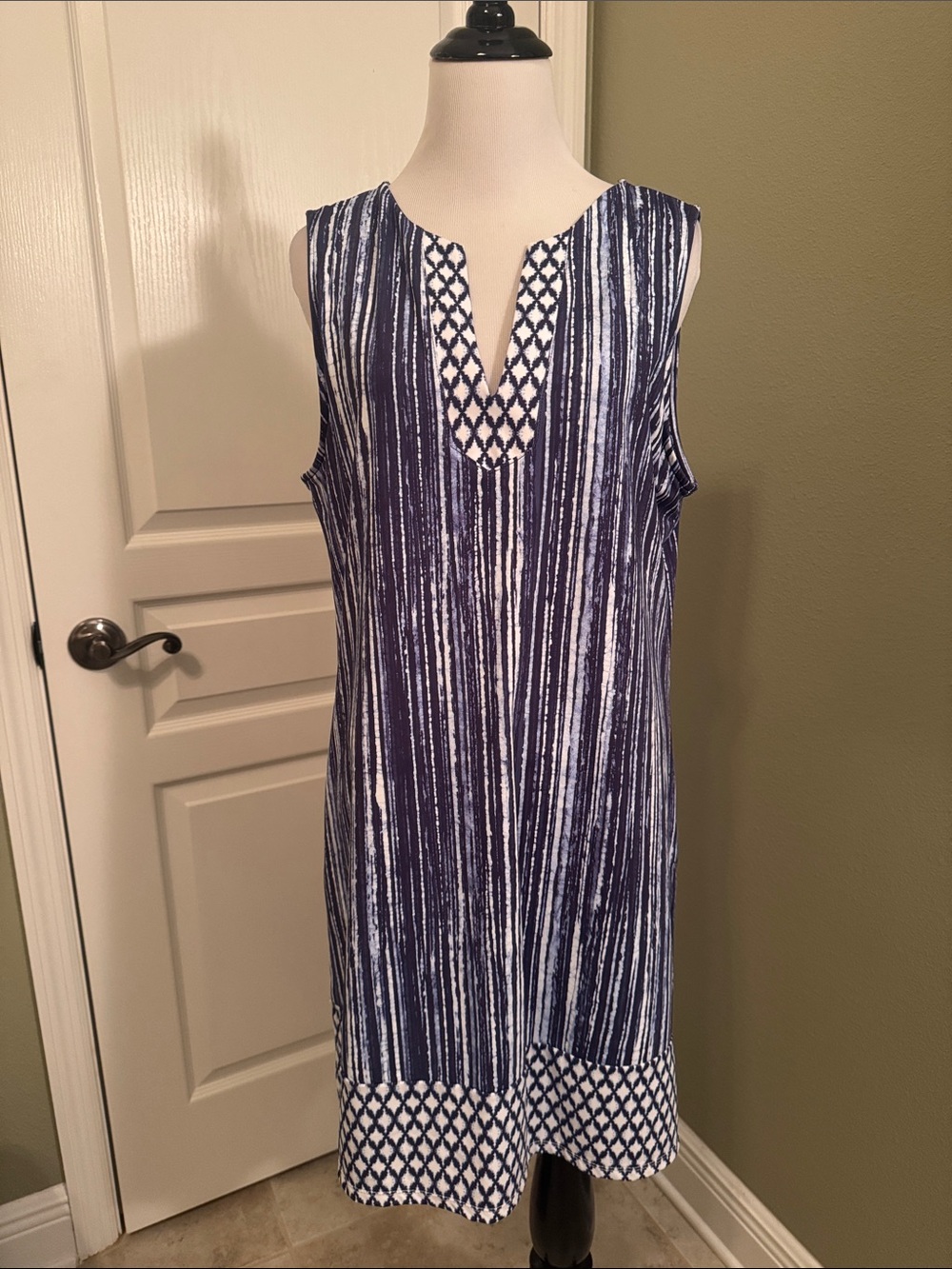 Tommy Bahama Navy and White Patterned Sleeveless romper